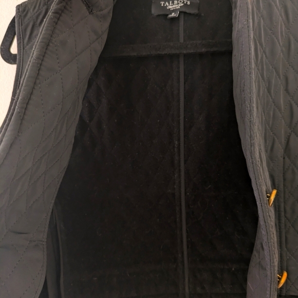 Talbots Black Diamond Quilted Vest Velour Lined Corduroy Collar Women's size S - Picture 5 of 7